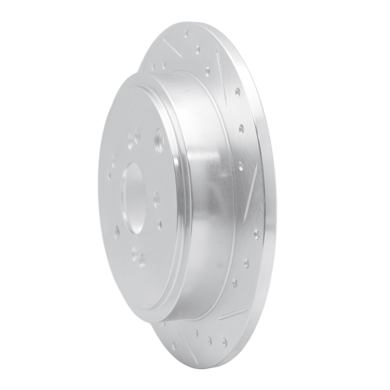 Acura MDX Brake Rotor (1) - Rear Right - R1 Concepts - Drilled & Slotted - Silver - `01-`08